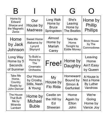 Housing Bingo Card