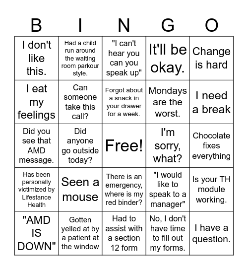 LIFESTANCE Bingo Card