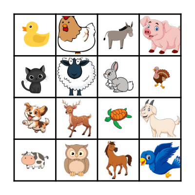 Barnyard Bingo Card