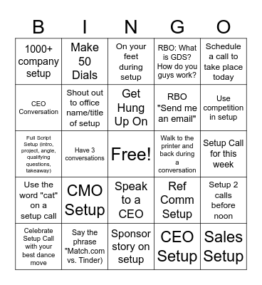 COLD CALL BINGO Card
