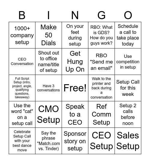 COLD CALL BINGO Card