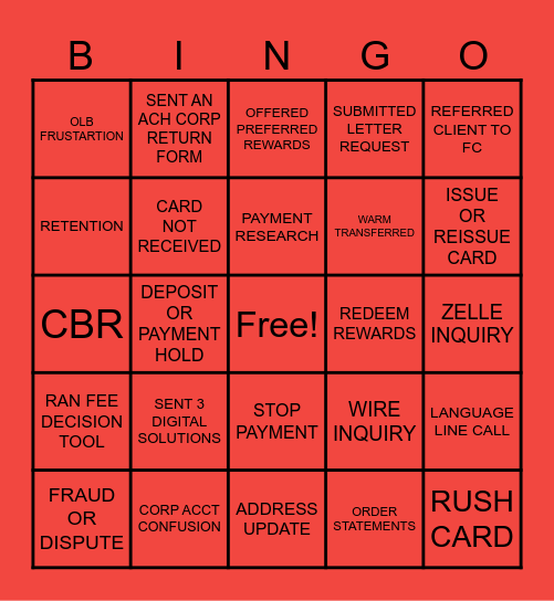 SMALL BUSINESS SERVICING Bingo Card