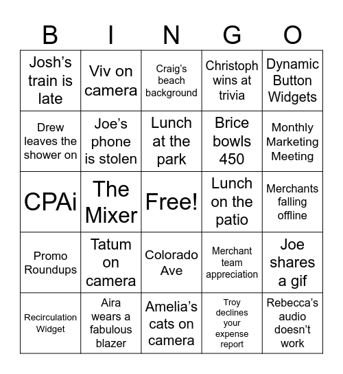 Skimlinks Bingo Card