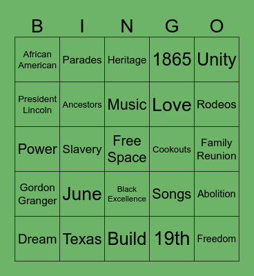 Juneteenth Bingo Card