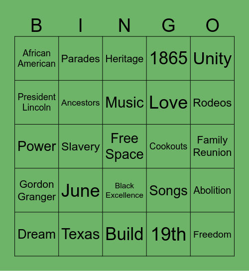 Juneteenth Bingo Card