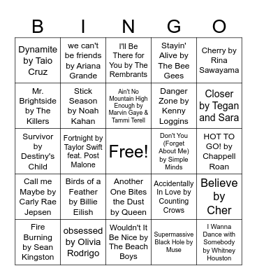 OACUHO Music Bingo Card