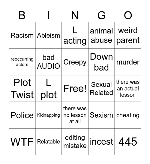 ra Bingo Card