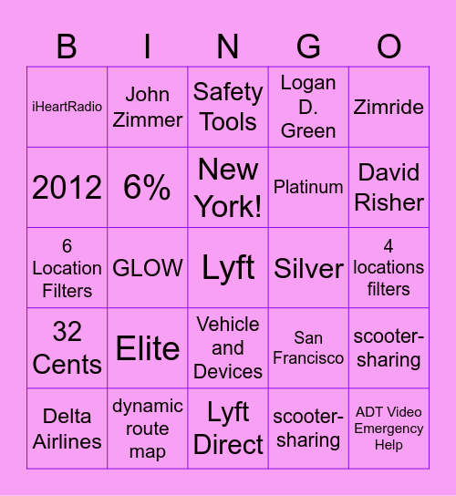 Lyft Bingo Card Bingo Card Lyft bingo card bingo card