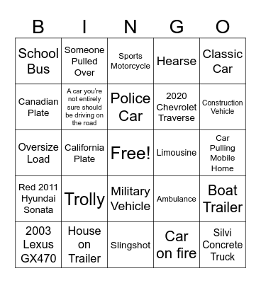 Michigan Bingo Card