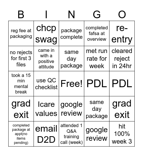 SSA BINGO Card