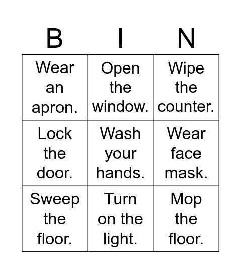 Instructions at Work Bingo Card