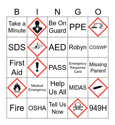 Safety Bingo Card