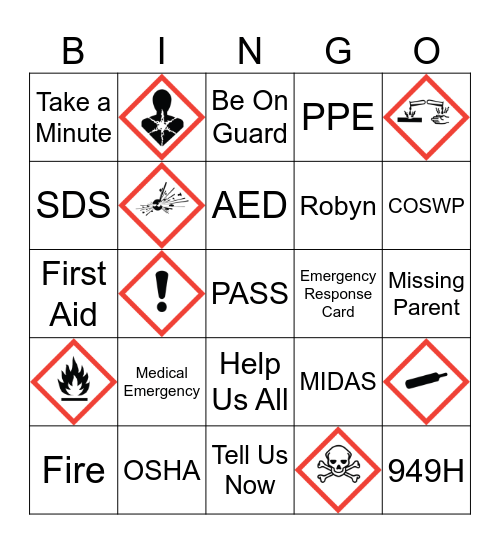 Safety Bingo Card