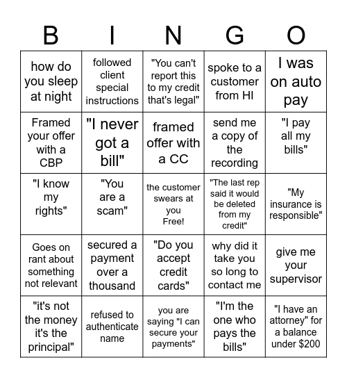 Collection BINGO Card