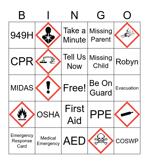 Safety Bingo Card