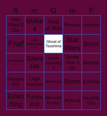 Summer Game Fest Bingo Card