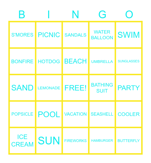 SUMMER BINGO Card