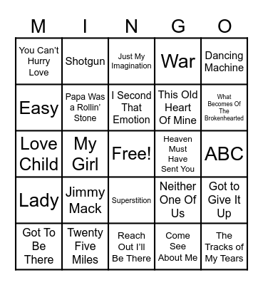The Best of Motown 1 Bingo Card