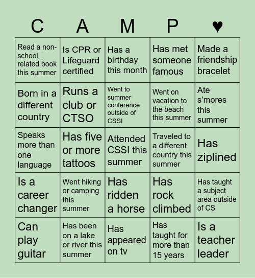 GCPS Back To School 2024 Teacher Hunt Bingo Card