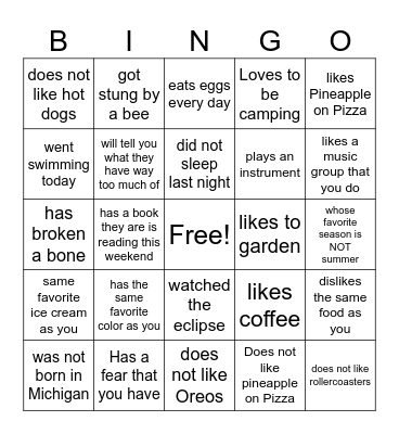VP Bingo -  Find Someone Who... Bingo Card