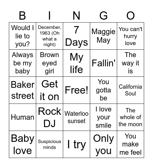 Roots Music Bingo 3 Bingo Card