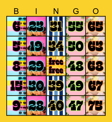 Beach Bingo Card