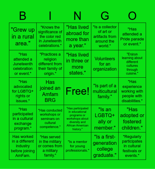 June DEI Bingo Card