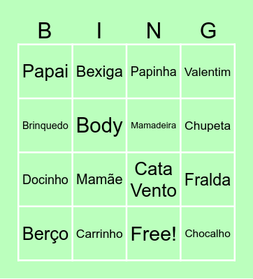 Chá do Valentim Bingo Card
