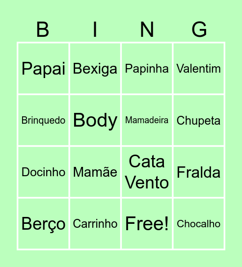 Chá do Valentim Bingo Card