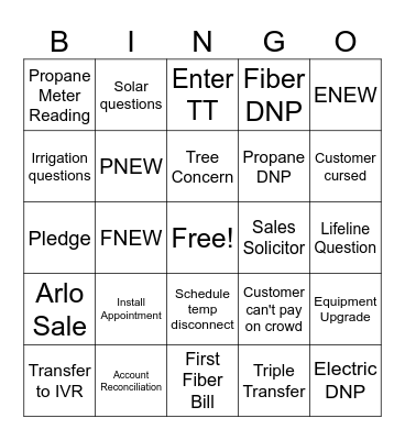 Queue Call Bingo Card