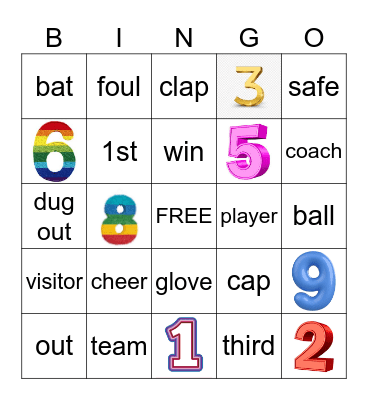 BASEBALL Bingo Card