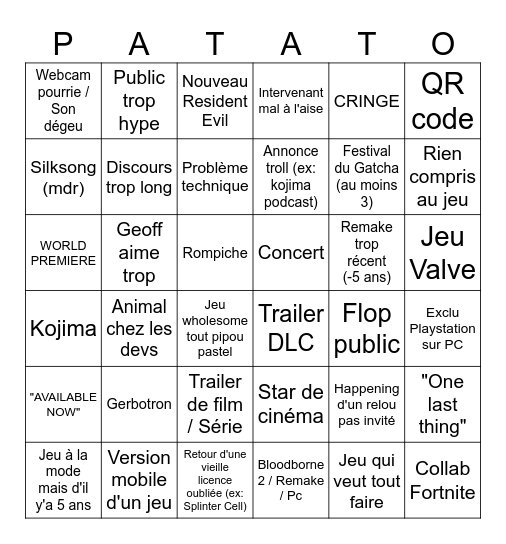 Summer Games Fest '24 (Pinde) Bingo Card