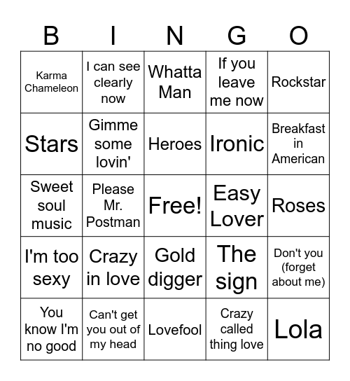 Roots Music Bingo 4 Bingo Card