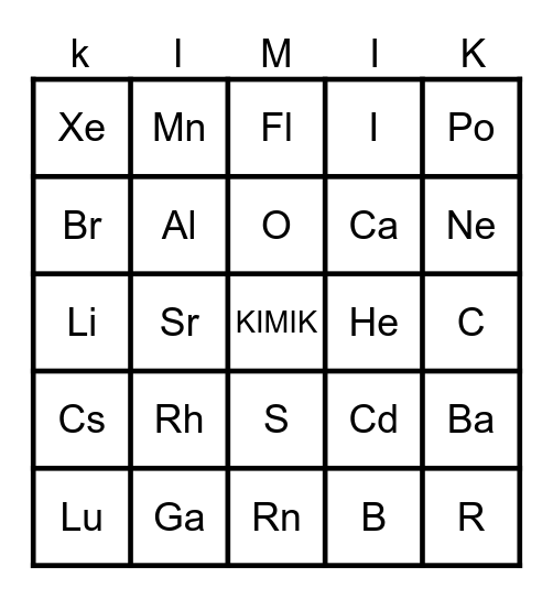 Tabela Periódica Bingo Card