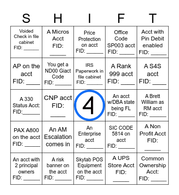 S4 Bingo Card