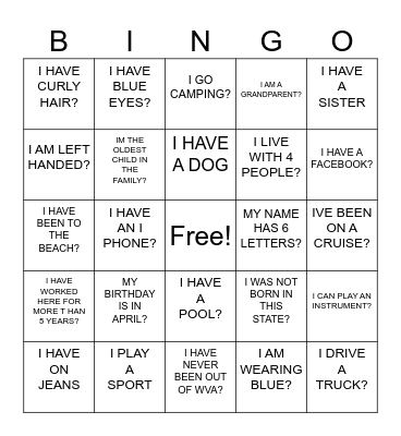 FIND SOMEONE WHO? Bingo Card