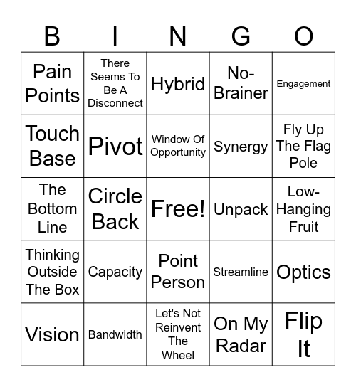 JSB Lingo Bingo Card