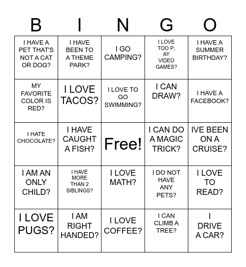 FIND SOMEONE WHO? Bingo Card