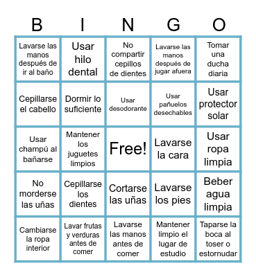 BINGO DE HIGIENE Bingo Card