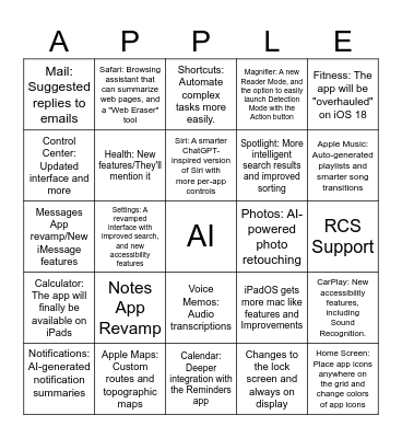 Apple Event BINGO Card