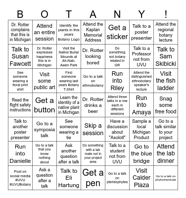 Botany 2024 Rotter Lab BINGO Card