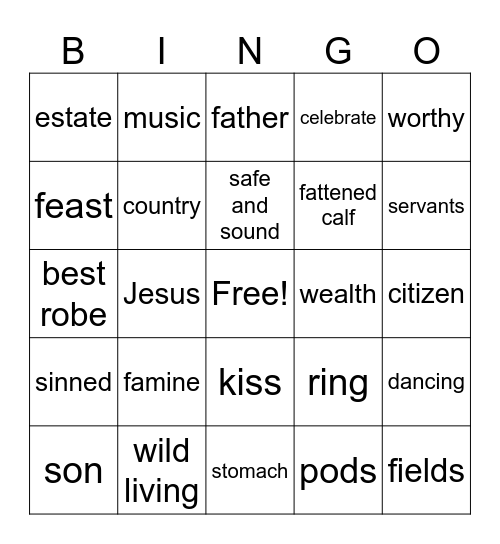 Prodigal Son Bingo Card