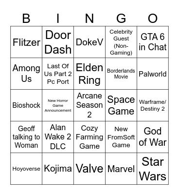 Summer Geoff Fest - Bingo Card