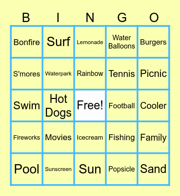 Summer Bingo Card