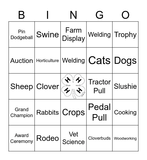 4-H Bingo Card