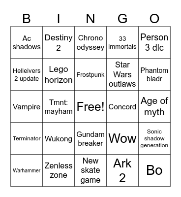 Sgf 2024 Bingo Card