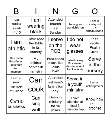 We are family Bingo Card