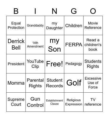 Dr. Mac Class Participation Bingo Card