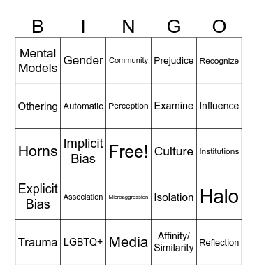 Exploring Hidden Bias Bingo Card