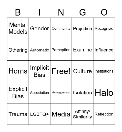 Exploring Hidden Bias Bingo Card